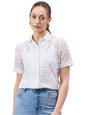 Style Quotient Women White Lace Smart Casual Shirt