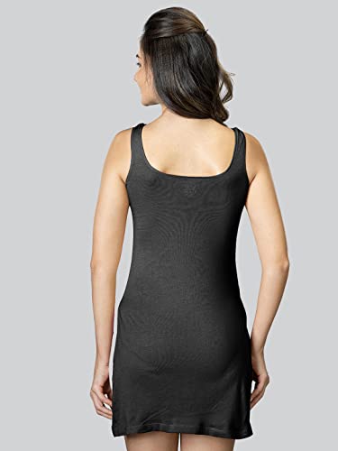 Lyra WomenS Pure Cotton Stretchable Camisole/Kurti Slip With High Side Slits Black