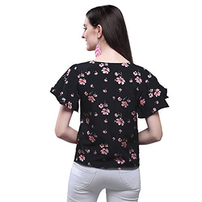 OOMPH! Womens Crepe Tunic Top - Charcoal Black