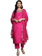 Varanga Women Pink Pure Silk Zardosi Embroidered Kurta Set With Dupatta