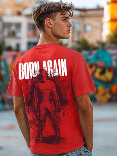 Bewakoof Official Marvel Merchandise Daredevil Mens Graphic Print Regular Fit Half Sleeve Round Neck Cotton T-Shirt_666432_Red_