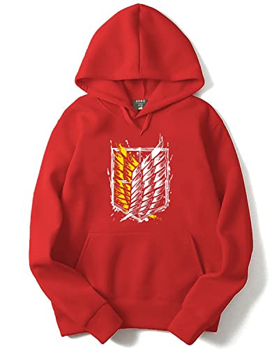 ADRO Men's Cotton Neck Hooded Sweatshirt (H22-1-WINN-RD_Red_XL)