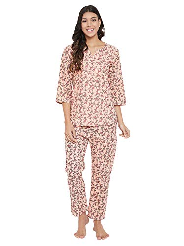 Clovia Womens Top & Pyjama Set Relaxed Pajama (LS0514P22XXL_Pink_XXL)