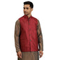 SOJANYA (Since 1958, Men's Jacquard Silk Maroon Self Design ONLY Nehrujacket, Size: 36
