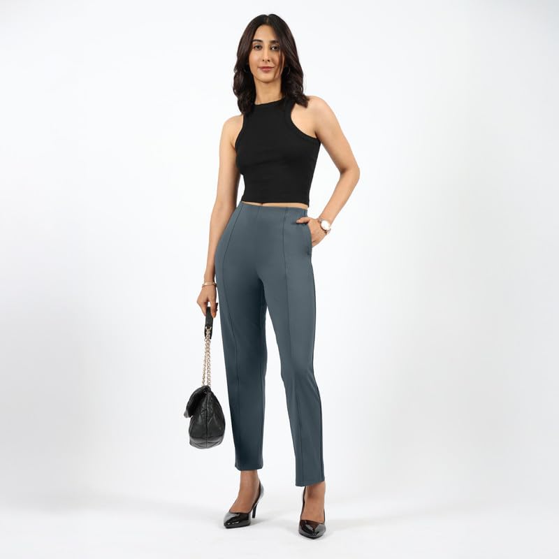 Blissclub Womens Straight Pants (Ultimatestraight_Graphite_Gowri Grey