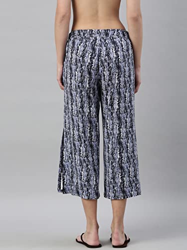 Enamor Essentials Womens Slim Fit Mid Rise Crop Length Soft & Drapey Stretch Viscose Culottes with Smart Side Slits - EA64(EA64