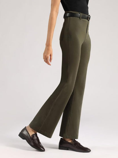 BlissClub AM:PM Air Flare Trousers Cotton for Women Above 55 ft Tall | Bootcut Trousers and Formal Pants for Women Office wear