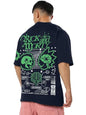 Bewakoof Official Rick and Morty Merchandise Mens Graphic Print Oversized Fit Half Sleeve Round Neck Cotton T-Shirt_680238_Blue