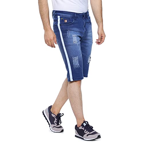 Campus Sutra MenS Boyfriend Shorts (Azz20Jn_Short1L_M_Pln_Nbu_Az_Blue