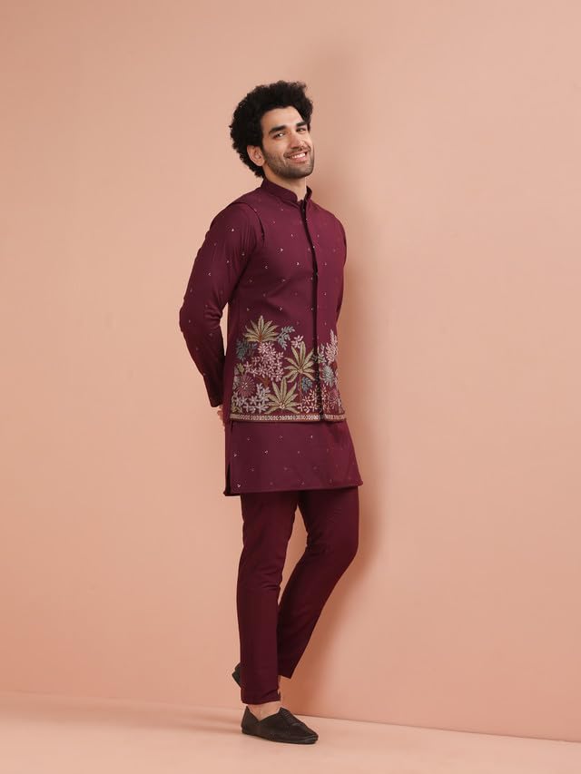 Kisah Nehru Jacket For Men  Embroidered Cotton Blend Modi Jacket | Ethnic & Formal Waist Coat For Weddings, Parties & Office Wea