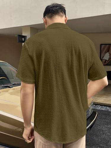 Greciilooks For Casual Stylish Polycotton Regular Formal Shirt Olive Green