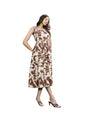Stylum Womens Floral Printed Cotton A-Line Dress Brown