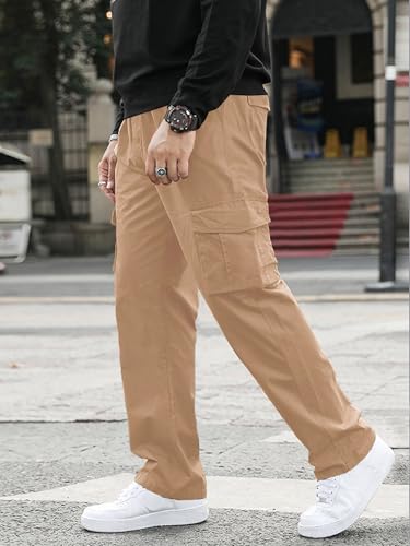 Greciilooks MenS Regular Fit Low Rise Cargos Trousers | Cargo Track Pant | Loose Fit | Regular Trouser | Treck PentS With Mult