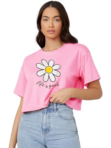 Kotty WomenS Printed, Typography Round Neck Cotton Blend T-Shirt