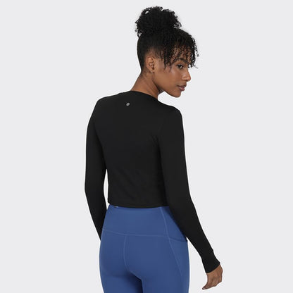 BlissClub Aerocool Training Crop Top | Crop fit | Full Sleeves | Thumbhole