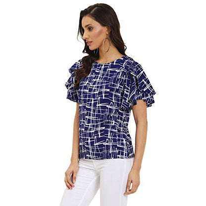 OOMPH! Womens Crepe Tunic Top - Azure Blue
