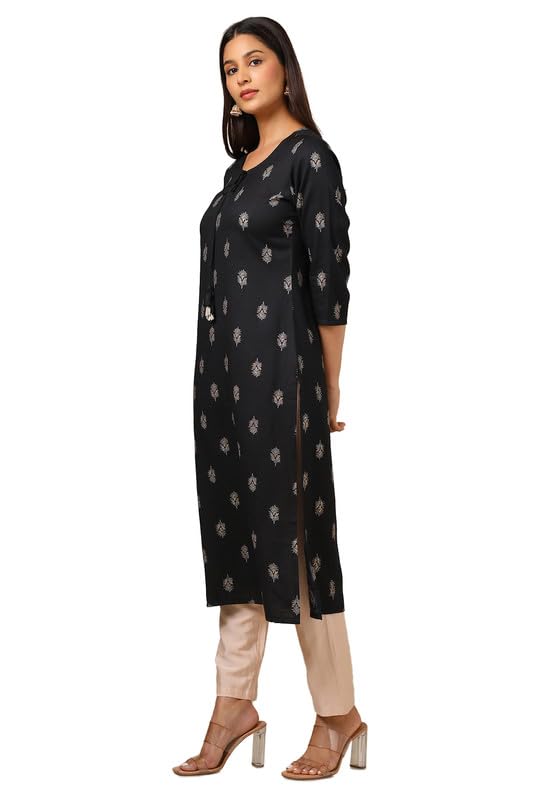 Soch Womens Black Rayon Ethnic Motifs Kurta
