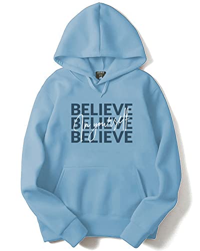 ADRO Believe in Your Self Printed Hoodie/Sweatshirt for Men (H22-M-INV-SK_SkyBlue_XL)