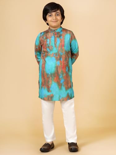 A.T.U.N. (ALL THINGS UBER NICE) Boys Blue Printed Kurta Pyjama Set