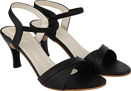 Shoetopia Womens/Girls Black Party Slim Heeled Sandals