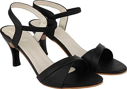 Shoetopia Womens/Girls Black Party Slim Heeled Sandals