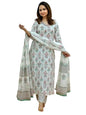 Pinkmint Womens Printed V Neck Kurta and Pant Set with Dupatta