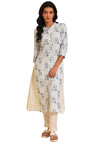 W for Woman Women's Rayon Printed Regular Kurta