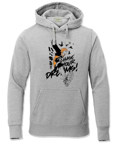 ADRO Men's Cotton Neck Hooded Sweatshirt (H24-M-DREAM-GR-XL_Grey)