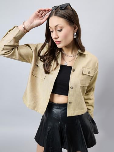 Style Quotient Women Solid Lime Green and Mauve Polycotton casual Shacket