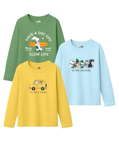 SHODOX Boys Cotton Blend Printed Regular fit Long Sleeve T-Shirt (Pack of 3)
