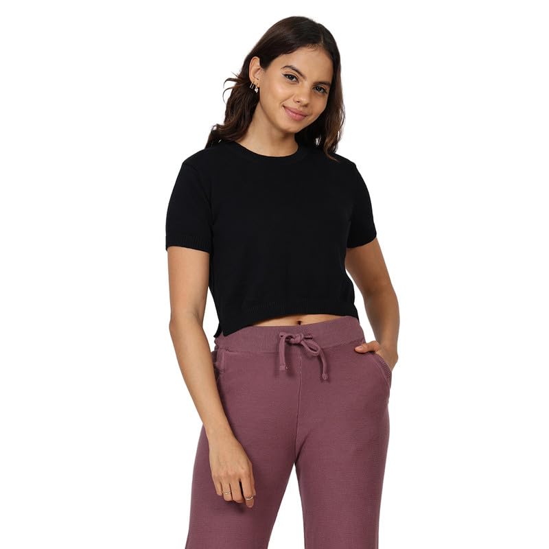 BlissClub Womens Move All Day CottonKnit Crop Top