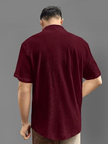 Pinkmint MenS Solid Classic Fit Shirt Maroon