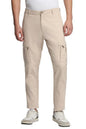 Dennis Lingo Mens Solid Cotton Lycra Mid Rise Slim Fit Cargo Trousers Cream