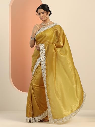 Libas Womens Embroidered Silk Blend Saree With Blouse Piece