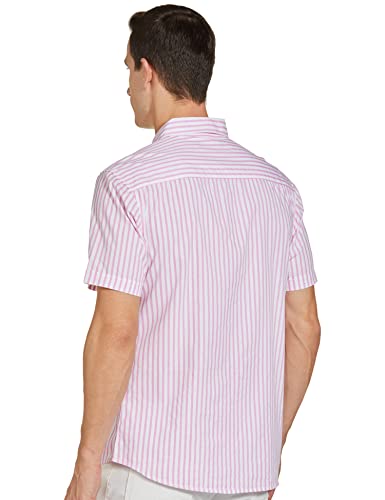 The Indian Garage Co Men Pink Striped Slim Fit Cotton Casual Shirt