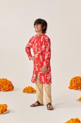Pspeaches Boys Floral Printed Regular Kurta With Pyjamas (5-6Years)