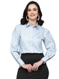 Style Quotient Women Sky Blue Solid Regular Formal Shirt