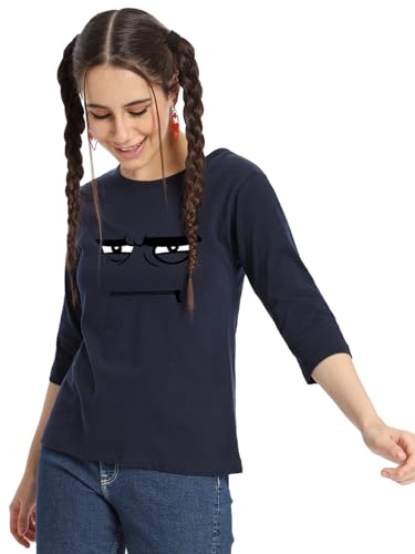 Bewakoof Womens Graphic Printed Slim Fit T-Shirt_621399_Blue_XS