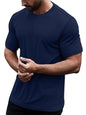 SMOWKLY Mens Solid Regular Fit T-Shirt (1283_Navy Blue