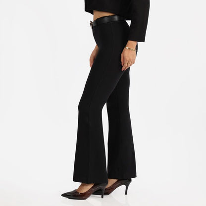 BlissClub AM:PM Air Flare Trousers Cotton for Women Above 55 ft Tall | Bootcut Trousers and Formal Pants for Women Office wear