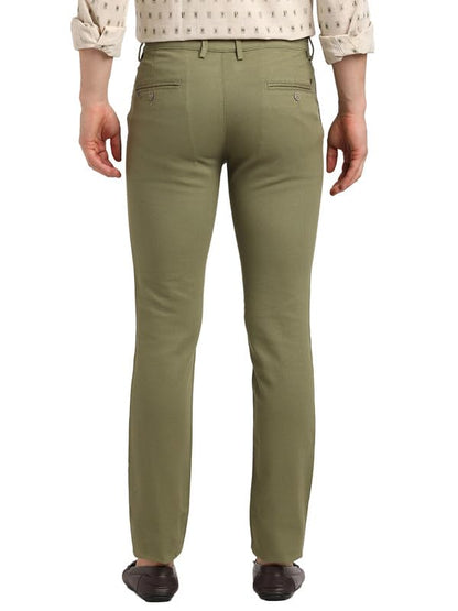 Turtle Men Cotton Stretch Ultra Slim Fit Casual Olive Trouser