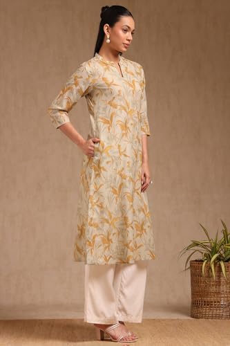 Soch WomenS Pure Cotton Floral Regular Kurta (Cws5Ku61374_Mustard