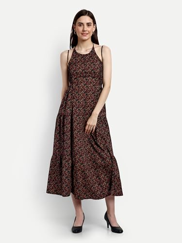Tagas Women'S Delta Cotton Fit And Flare Maxi Dress (Op-3019-Black)