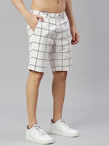 Thomas Scott MenS Checkered Slim Fit Shorts Grey
