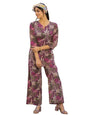 Pinkmint Womens Pure Cotton Co Ord Set l Flower Printed Co Ord Set l Stylish Pocket & 3/4 Sleeve Women Co-ord Set Purple