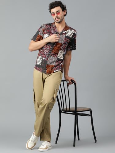 Kotty MenS Fashionable/Casual Printed Spread Collar & Premium Fabric & Stylish & Comfortable Casual Wear Shirt(Multicolor,Xl)
