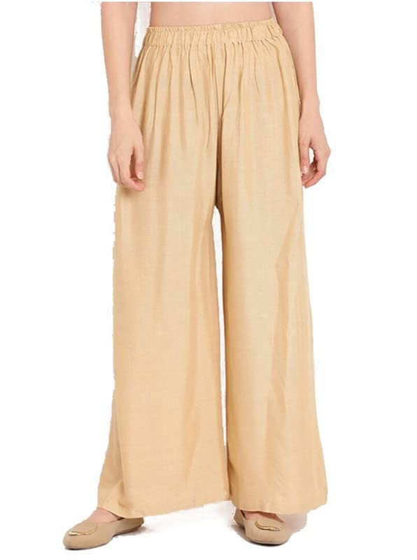 Fashion Gallery WomenS Rayon Relaxed Fit Palazzo Pants With Full Length Pull On Closure And Elasticated Flexible Waist|Palazzo