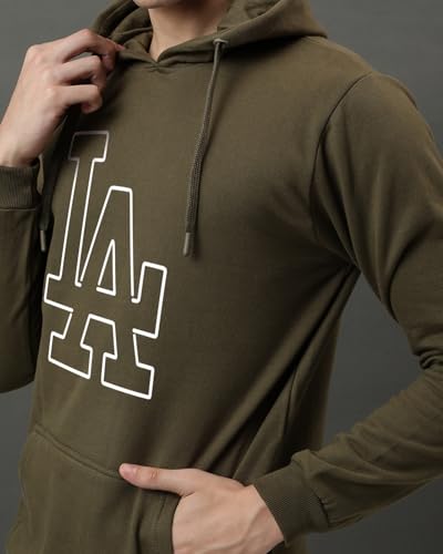 ADRO Men's Printed Hoodie - Cotton, Size 36, Green Olive, Model H24-LA-OL
