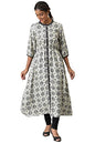 Aurelia Women Grey Rayon Floral Printed A-Line Kurta