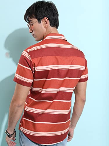 Ketch MenS Slim Fit Shirt (Khsh001307_Rust